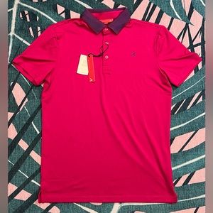 NWT Redvanly Darby Herrick Boca Raton Polo Club Knit Collar 1/4 Button Polo Shir